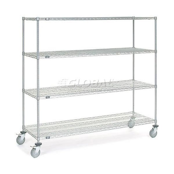Nexel 4 Shelf Truck, Chrome, 72inW x 24inD x 69inH, Polyurethane Swivel Casters 168221 - main